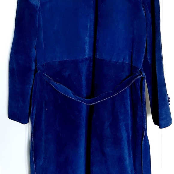 Dark Blue grey  Suede and Polyester  Long Coat - L (L43xW48) - Picture 9 of 11